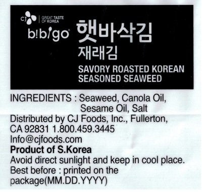 CJ Premium Roasted Seaweed Snack 5g -(Pack of 8)...