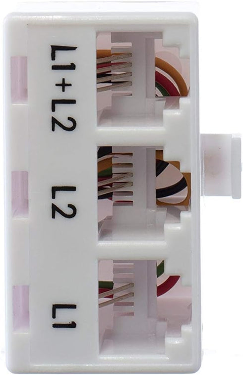 THE CIMPLE CO 2 Pack, White - 2 Line Phone Splitter - 3 Way Telephone Divider (1, 2, and Twin Lines) with RJ11 Keystone Jack - Adapter - 2 Pieces,...