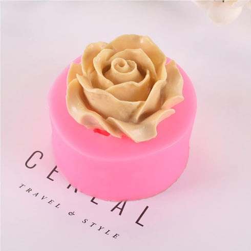 3 Pack Silicone Mold - 3D Flower Shapes: Rose, Peony & Round for Resin Candle & Soap Making...