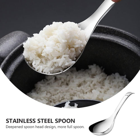 Cabilock Stainless Steel Rice Paddle Rice Cooker Spoon Rice Servers Soup Ladle Oil Skimmer Spoon for Rice Maker Soup Cooking...