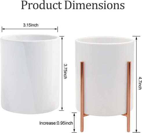 Rose Gold Cutlery Holder, Ceramic Silverware Holder with Metal Frame Kitchen Cooking Utensil Holder, Robust Silverware Caddy 4.7*3.15 inch Gold 1 ...