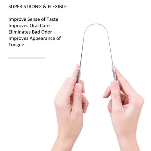 4 Pack Tongue Cleaner Scraper Stainless Steel Bad Breath Treatment for Adults Kids Oral Care Hygiene, Thick Safe Blunt Edges Flexible handle and C...