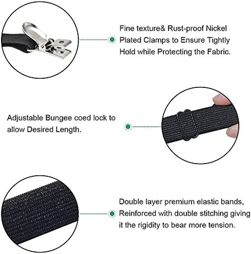 8Pcs Adjustable Bed Sheet Straps Clips, Elastic Mattress Sheet Fasteners Holder and Suspenders, Grippers to Hold Sheet, Mattress, Sofa, Couch, Tab...