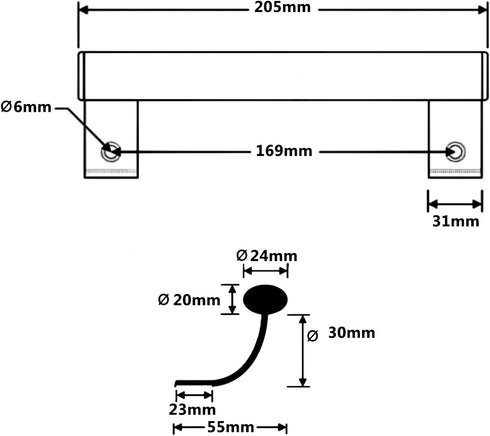 205mm Aluminum Alloy Sliding Door Handle, Balcony Bathroom Glass Door Handle, barn Door, Closet Door Handle, Black, White, Gray, Modern and Fashio...