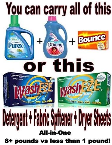 3-in-1 Laundry Detergent Sheets - 20 Loads Fresh Scent Liquidless Soap Sheet-Detergent, fabric softener and more -Travel Approved, College, Campin...