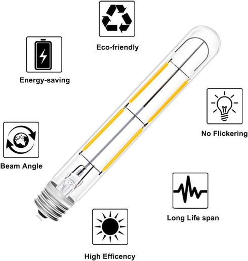 Bonlux 4W LED T6.5 Tubular Filament Bulb Dimmable, E17 Intermediate Base T6.5 LED Appliance Light 5.7" Length 40W Incandescent Equivalent for Free...