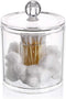 Hipiwe Cotton Ball and Swab Organizer with Lid Apothecary Acrylic Jar Makeup Qtip Organizer Bathroom Storage Canister Jar for Cotton Rounds Pads Q...