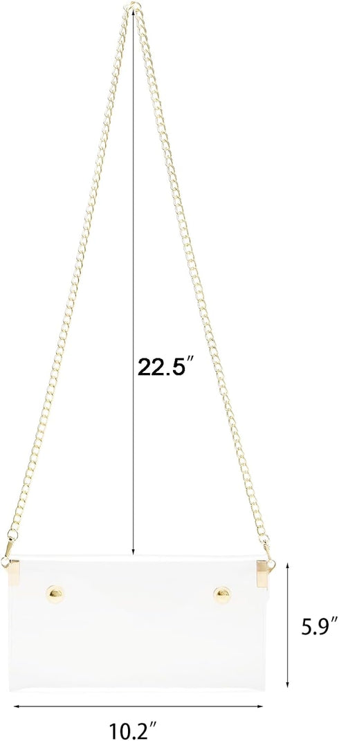 Women's Clear Crossbody Bag Transparent Shoulder Clutch Handbag with Chain...
