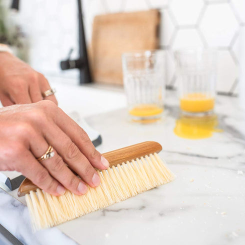 Full Circle Crumb Runner, Counter Sweep and Squeegee, Compact Brush for Sink & Kitchen Countertops, White...