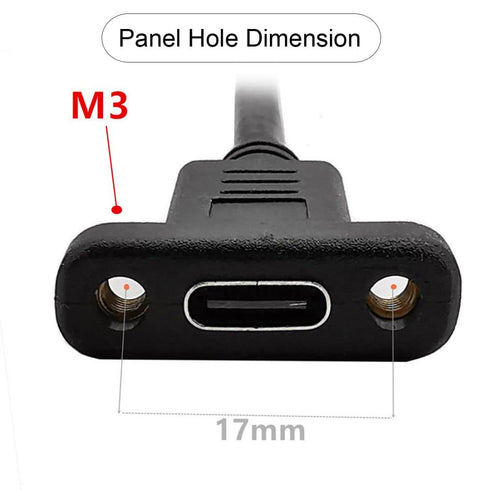 chenyang USB 3.1 Gen 2 10Gbps USB C Male to Female 90 Degree Right Angled Fast Charging Data Video Transfer Extension Cable with Panel Mount Hole ...