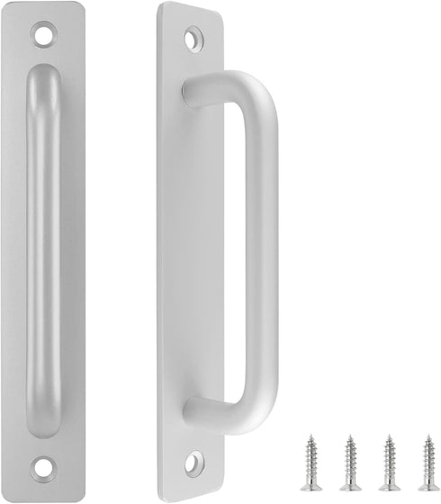 2 Pack Aluminium Alloy Closet Door Handles with Plate,7.1 Inch /180 mm Sliding Door Pull Handle with Mounting Screws for Sliding Barn Door,Wooden ...