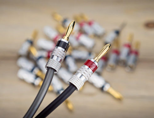 Sewell Silverback Banana Plugs, 24k Gold Dual Screw Lock Speaker Connector, 12 Pairs...