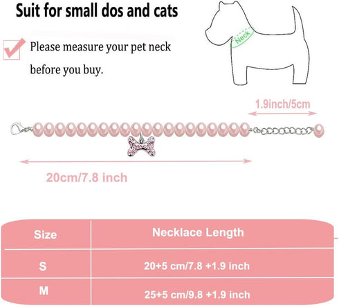 Dog Pearl Necklace, Small Dog Cat Diamond Dog Pearls Necklace Jewelry Pet Pearl Necklace Set Necklace Cute Fashion Pearl Collar Necklace for Dogs ...