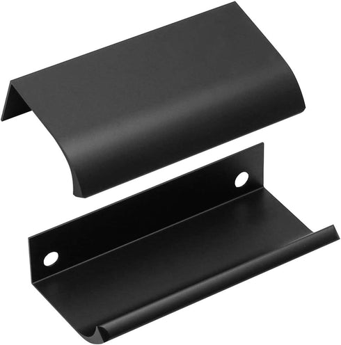 12Pcs 80mm/3.15" Mount Finger Edge Pull, Furniture Drawer Handles, Aluminum Concealed Handle for Home Kitchen Door Drawer Cabinet with Screws (Bla...