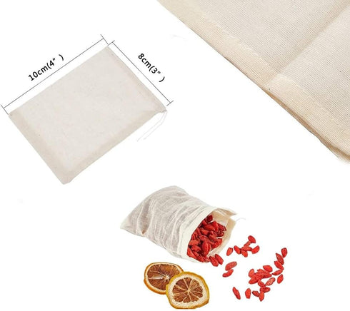 AKOAK 20 Pcs 4 x 3 Inches Muslin Drawstring Bags,Natural Unbleached Cotton Spice/Tea/Herbs Bags...