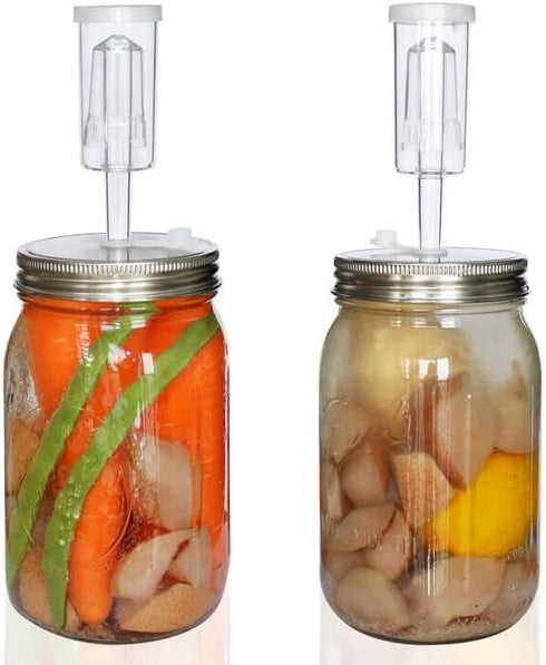 Fermentation Lids, Fermentation Kit- 2 Mason Jars Fermenting Lids, 2 Airlocks for Fermenting, 4 Grommets, Fermentation Kit for Making Hot Sauce Pi...