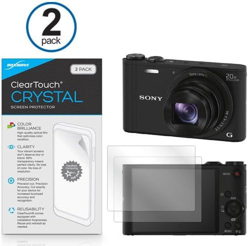 BoxWave Screen Protector Compatible with Sony Cyber-Shot DSC-WX350 - ClearTouch Crystal (2-Pack), HD Film Skin - Shields from Scratches...