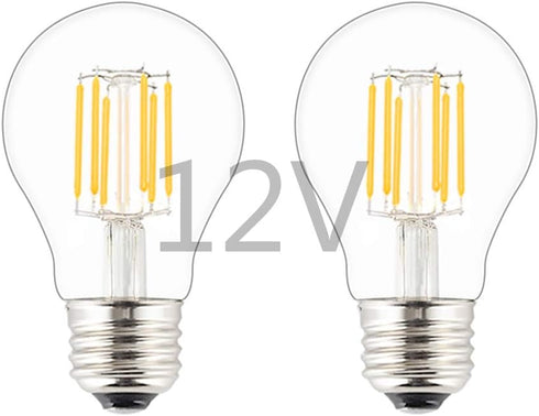 DC 12V-24V Low Voltage Input LED Bulb, Classic A19(A60) Style, 6W 600Lm, Dimmable with 12V PWM DC Dimmer, E26 Medium Base Lamp, Warm White Light, ...