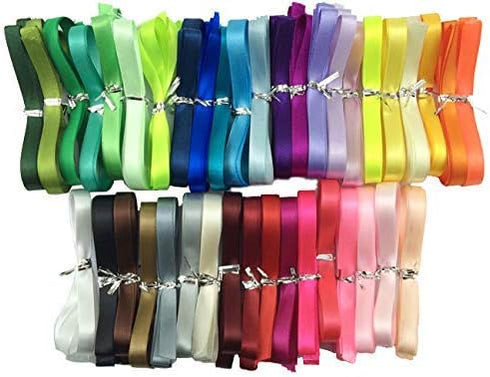 Solid Color Satin Ribbon 40 Colors 1/2" X 2 Yard Each Total 80 Yds Per Package …...