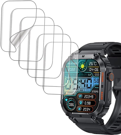 Screen Protector Compatible with KACLUT GLONHI EIGIIS, KLOGIPOW, OCTDG, ESFOE, PODOEIL K57 pro 1.96 inches Rugged Smart Watch, Soft TPU, 6 pieces,...