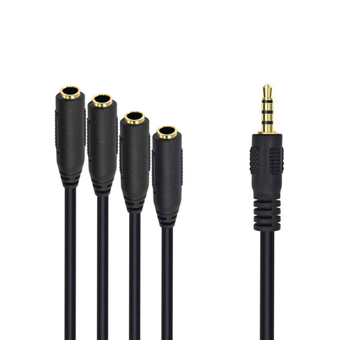 Poyiccot 3.5mm Splitter Mic and Audio Cable, 3.5mm Headphone Splitter 1 to 4 Ways (1/8") TRRS Male to Female Aux Headphone Cable for Earphone & He...
