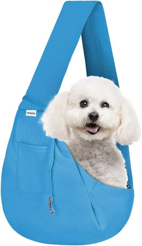 FDJASGY Small Pet Sling Carrier-Hands Free Reversible Pet Papoose Bag Tote Bag with a Pocket Safety Belt Dog Cat for Outdoor Travel...