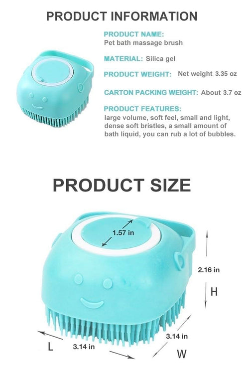 Multi-Functional Pet Bath & Massage Brush: Shampoo Dispenser, Soft Silicone Brush, Rubber Bristle for Dogs and Cats (Pink)...