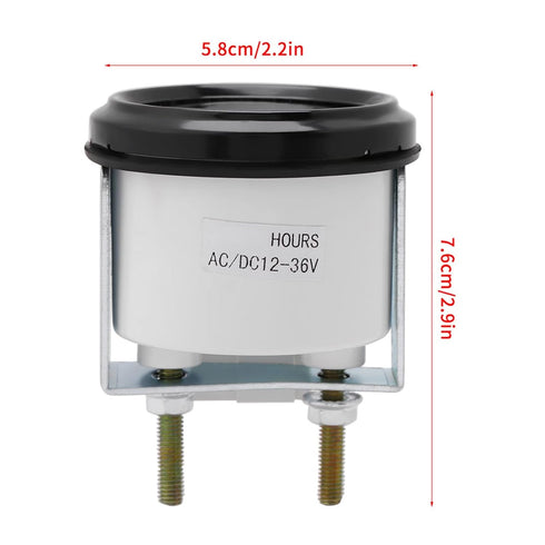 AC/DC 12-36V Quartz Hour Meter Tester Hour for Motorcycle Car Boat Truck Engine, Hour Tester Accurate 6 Digit with Connecting Terminals...