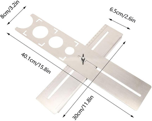 Haofy Ceramic Tile Hole Locator, Adjustable Stainless Steel Tile Hole Locator Ruler Universal Drill Punch Measuring Tool Portable Jig...