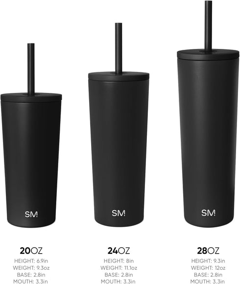 Simple Modern Insulated Tumbler with Lid and Straw | Iced Coffee Cup Reusable Stainless Steel Water Bottle Travel Mug | Gifts for Women Men Her Hi...