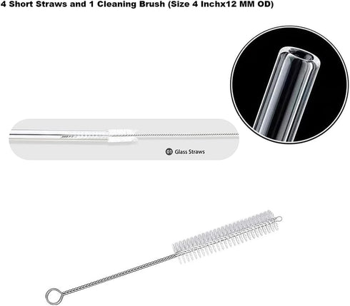 Reusable Clear 4"(100mm) Glass Blowing Tubes :Length:4Inches: OD-12MM: Wall Thickness :2MM, 5Pcs Glass Tubing Blowing Tubes + Cleaning Brush + Pro...