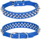 Spiked Dog Collar Soft Pu Leather Mushrooms Rivet Spike Studded Dog Collar Adjustable Puppy Collars (M, Dark Blue)...