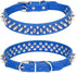 Spiked Dog Collar Soft Pu Leather Mushrooms Rivet Spike Studded Dog Collar Adjustable Puppy Collars (M, Dark Blue)...