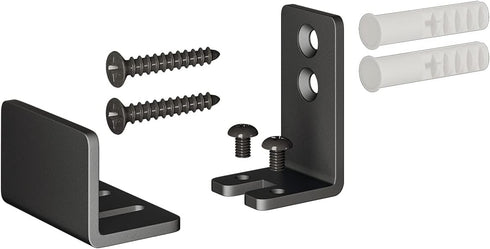 SMARTSTANDARD 2 Pack Adjustable U Shape Barn Door Floor Guides, Wall Mounted Flexible Flush Bottom Guide, Sturdy Steel Material, Black...