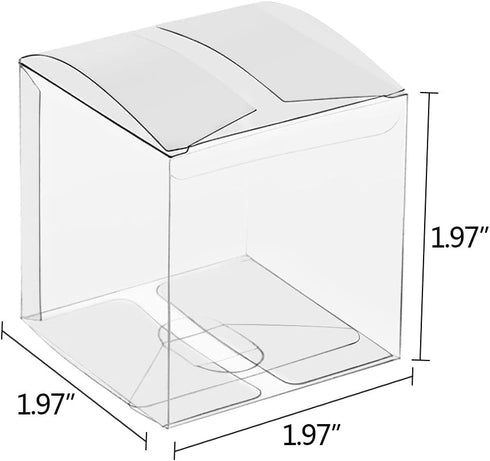 Lucky Monet Clear Gift Boxes 2" x 2" x 2" - 50 Pack, Clear PVC Plastic Boxes Transparent Packing Box Favor Square Boxes for Thanksgiving, Christma...