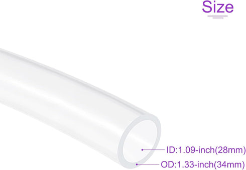 DMiotech 28mm ID 34mm OD Clear PVC Tube Flexible Transparent Hose Vinyl Tubing for Garden Water Tube,Air Tube Oil Tube,1m Length...
