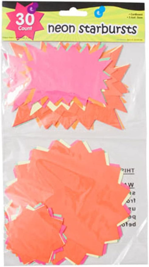 JOT Neon Starbursts Cutouts - Bulletin Board Accent Shapes Classroom Decor (Yellow, Green, Pink)-30 Count (2.5 to 6 Inches Assorted)...