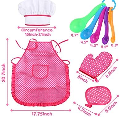 3 otters 27pcs Kids Chef Set, Kids Baking Sets with Apron Chef Hat Chef Costume Dress Up Chef Outfit for 2 3 4 5 6 7 8 Year Old Girls Stocking Stu...
