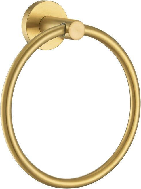 APLusee Hand Towel Ring, 304 Stainless Steel Round Towel Holder, Wall Mounted Towel Hanger for Bathroom Kitchen, Brushed Gold...