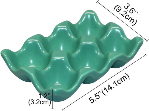 Ceramic Egg Holder Egg Tray Porcelain Fresh Egg Holder for Fridge Countertop Kitchen Storage Half Dozen 6 Cups...