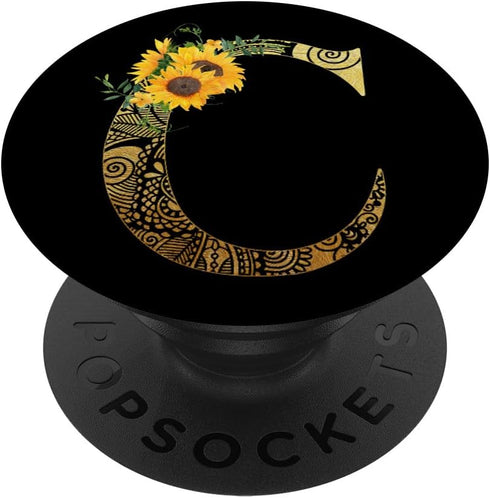 Sunflower Pop Socket Letter C - Phone Case Stand C Popsocket PopSockets PopGrip: Swappable Grip for Phones & Tablets PopSockets Adhesive PopGrip...