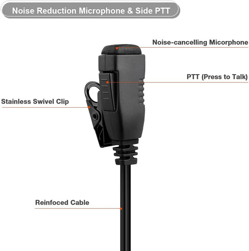 Walkie Talkie Earpiece Compatible with Motorola Single Wire Headphone Mic Earhook Headsets 2.5mm+3.5mm 2-Pin Two Way Radio Earpiece with PTT Black...