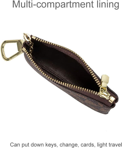 Veki Coin Purse Change Mini Purse Wallet With Key Chain Ring Zipper for Men Women Fashionable Bag Key Chain Pendant Leather Classic Clutch Purse(B...