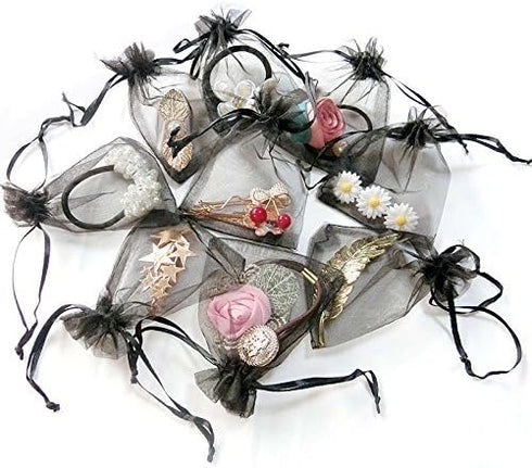 G2PLUS Black Organza Bags, 4x6 in Sheer Mesh Drawstring Gift Bags, Jewelry Pouches Candy Bag for Halloween, Christmas, Party Favors...