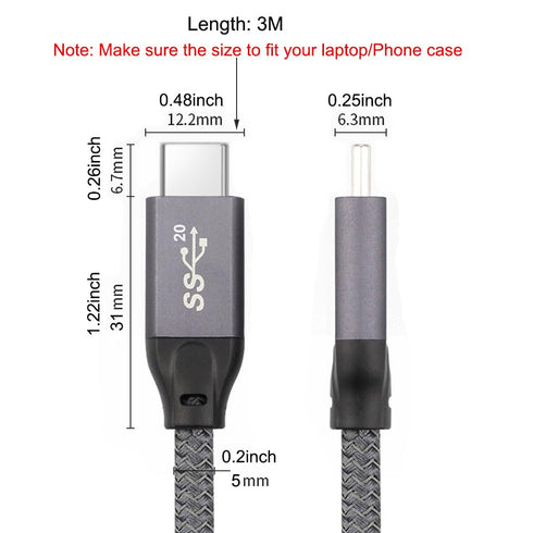 USB C to USB C Cable 10Ft, USB-C 3.2 Gen 2 Cable 4K Video 100W PD Charging Cable, 20Gbps Data for USB4/Thunderbolt 3/4 Compatible with MacBook Pro...