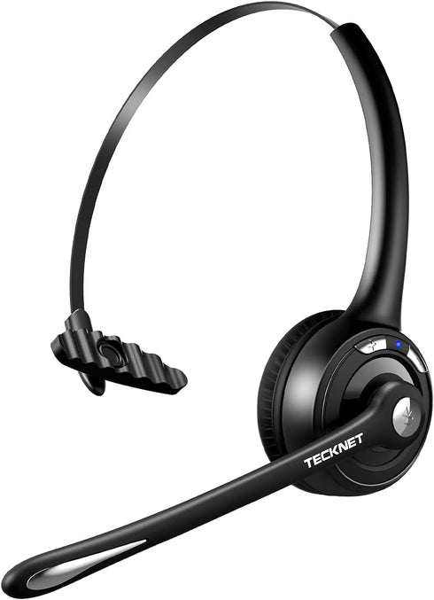 TECKNET Bluetooth Headset, Wireless On Ear Headphones with Noise Cancelling Microphone for Trucker, Hand Free Wireless Headset with Mute Mic for W...