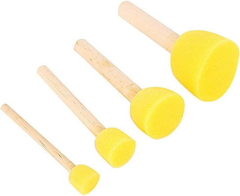 4Pcs Round Stencil Sponge Wooden Handle Foam Sponge Paint Brush Furniture Art Crafts Painting Tool Supplies...