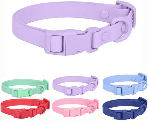 Silicone Dog Collar, Waterproof Plastic PVC Rubber Washable Quick Release Buckle Outdoor Puppy Collars Durable Adjustable for Small Medium Large D...