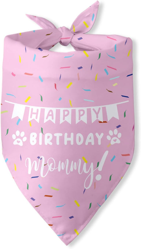 Happy Birthday Mommy Mom Dog Triangle Dog Bandana Scarf Birthday Party Accessorie Gifts for Dog Mom Lovers...