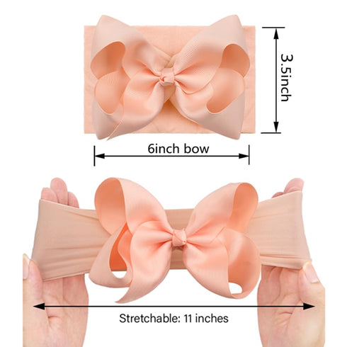 Yxiang 20pcs Baby Headbands with 6" Big Elastics Nylon Ribbon Bows Hair Accessories for Newborns, Infants, Toddlers, Kids...